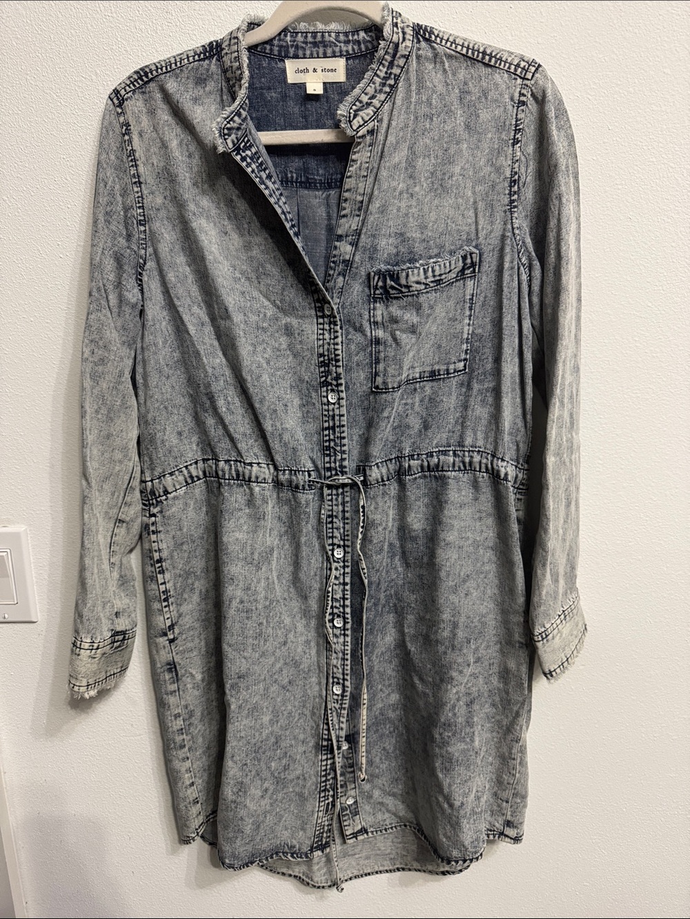 Anthropologie Light Acid-Wash Denim Shirt Jacket - Faded Blue